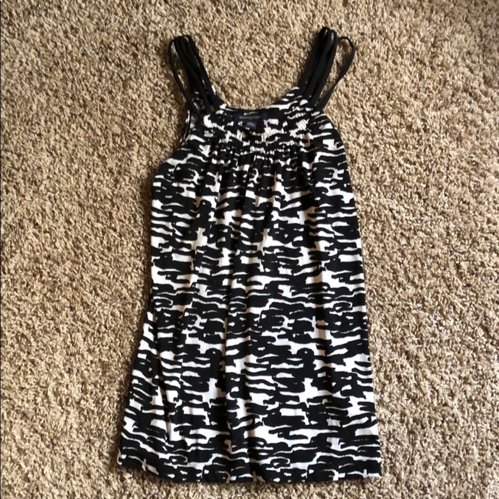 Black and white striped dress tank